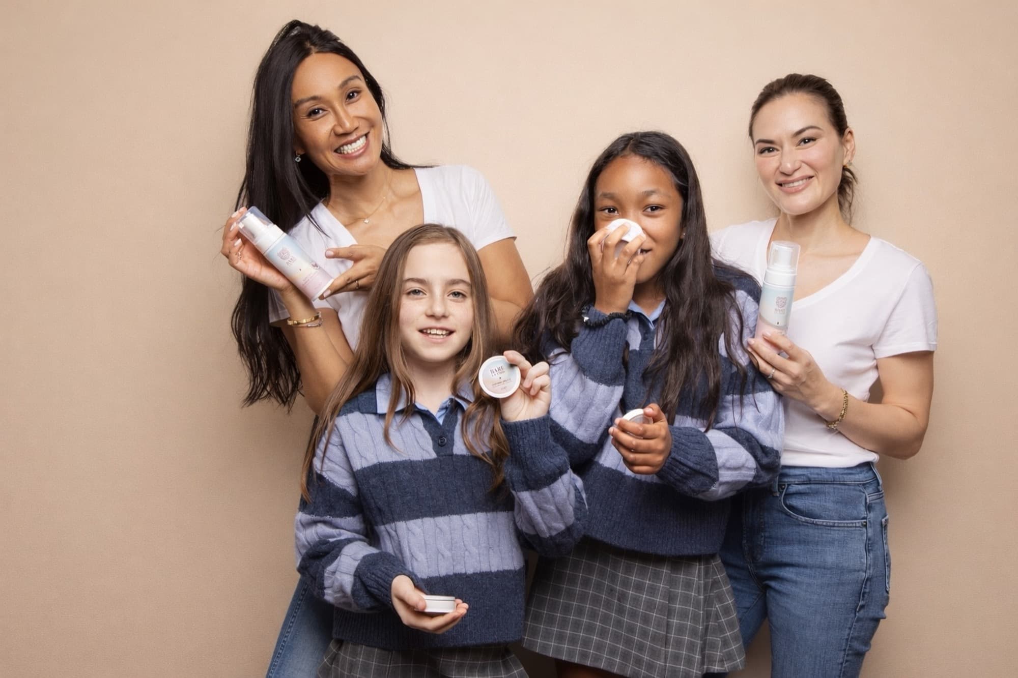 The Bare la Terre families - mothers Elise and Nicola with daughters Mia and Nahla